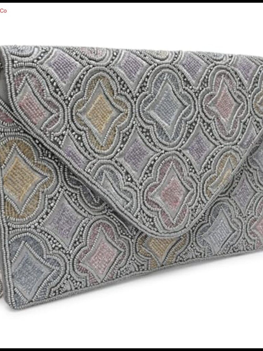 Beaded Evening Clutch Purse with Chain Strap Geometric Envelope 10x6.2